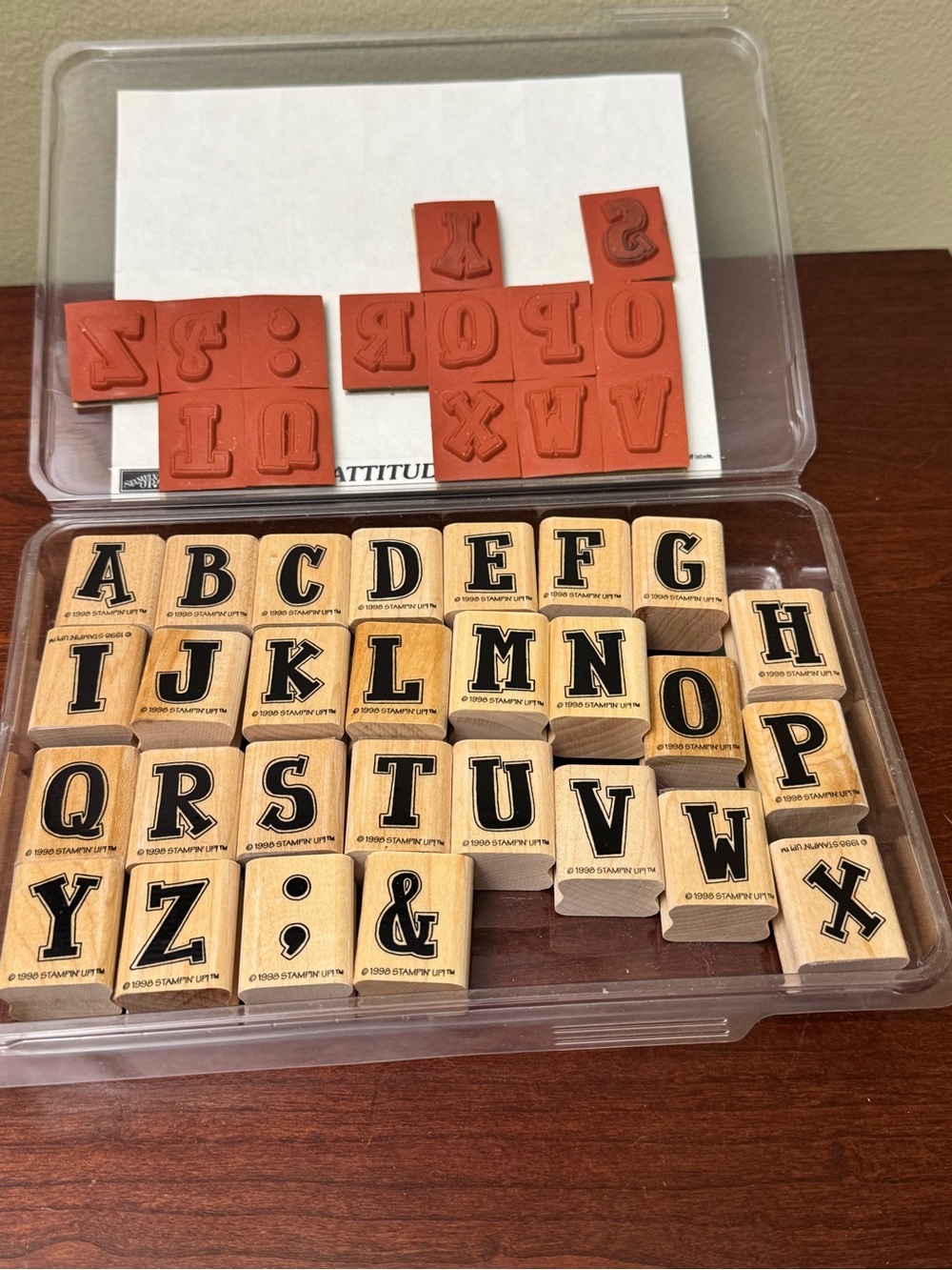 Vintage Stampin Up Alphabet Attitude Uppercase Wood Mounted Stamp Set Retired